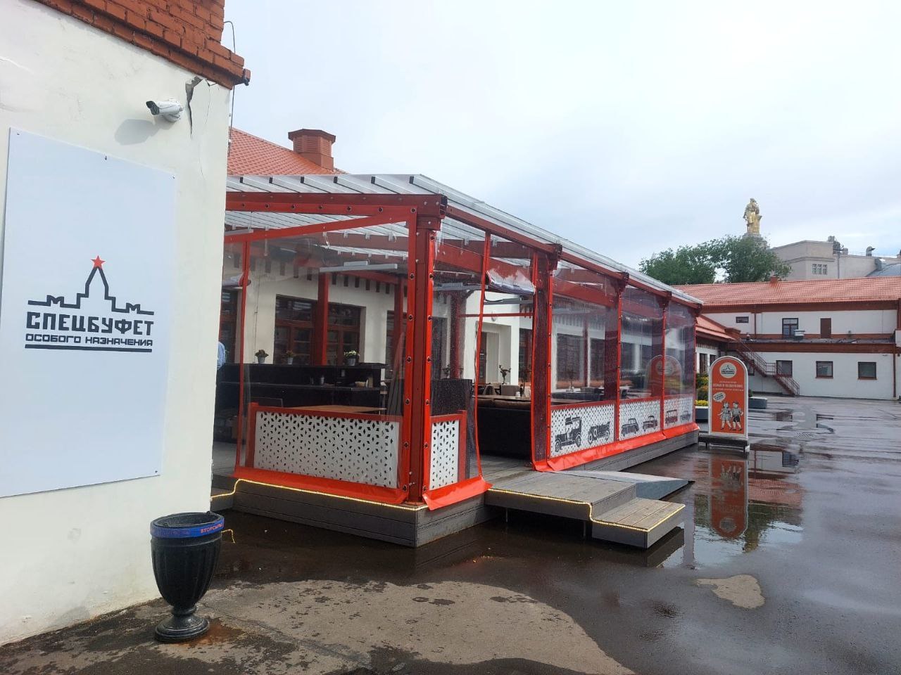 ПВХ шторы для летней террасы кафе в посёлке Новодрожжино